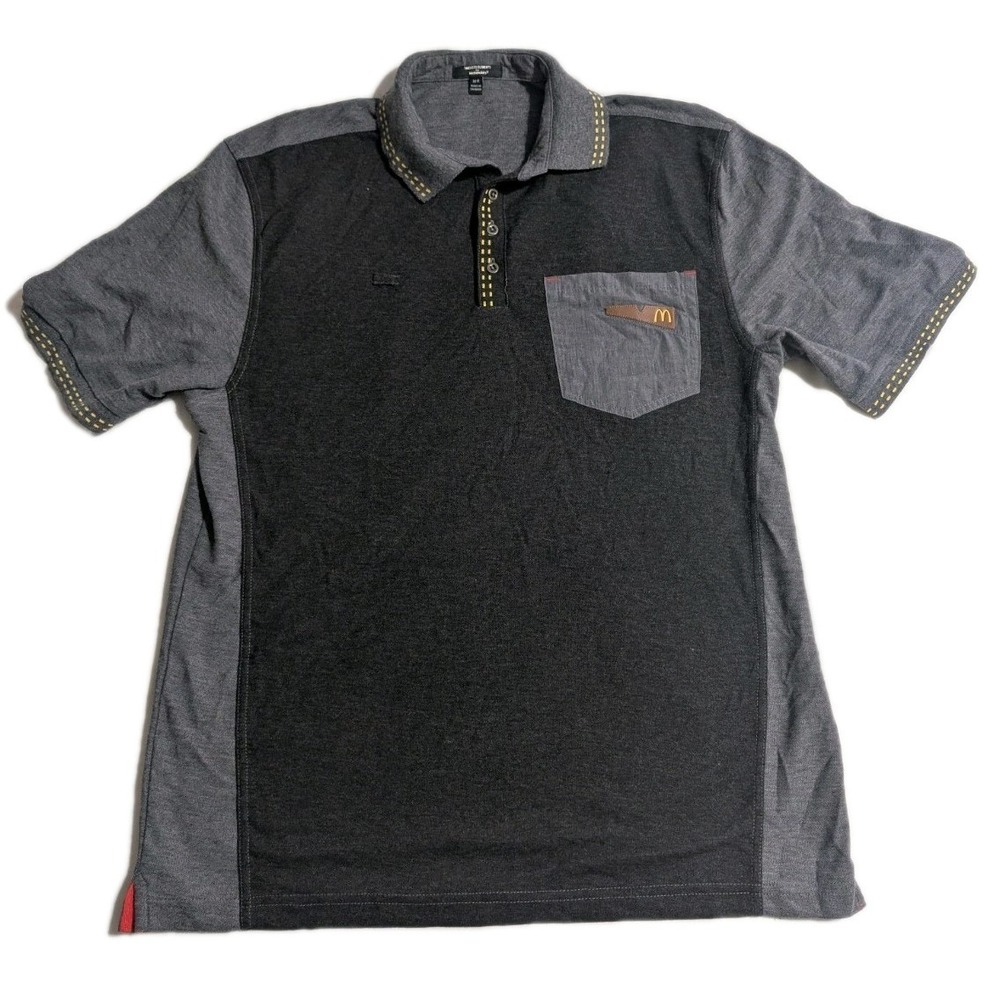 McDonald's Employee Polo Shirt Timeless Elements Men's Medium Gray Black Uniform